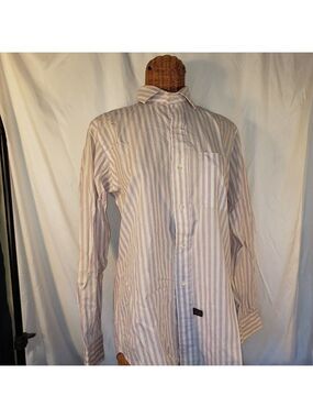 Jeffrey Banks Women's Long Sleeve Button Down Shirt Purple/White Stripe M